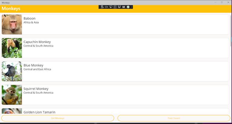 A single screenshot representing the same code but run as a fullscreen Windows application. It has the same detail as the previous screenshots, however this time the application is oriented in a landscape manner.