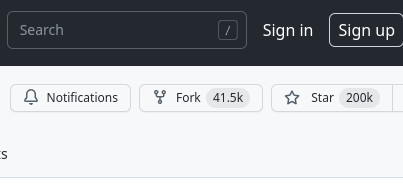 A screenshot of the facebook/react repo's fork button, showing that it has been forked over 41,500 times