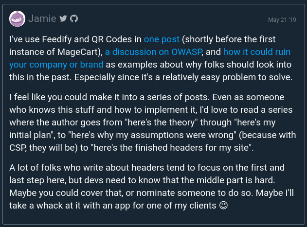 A comment this I left on a dev.to post which sparked this post idea